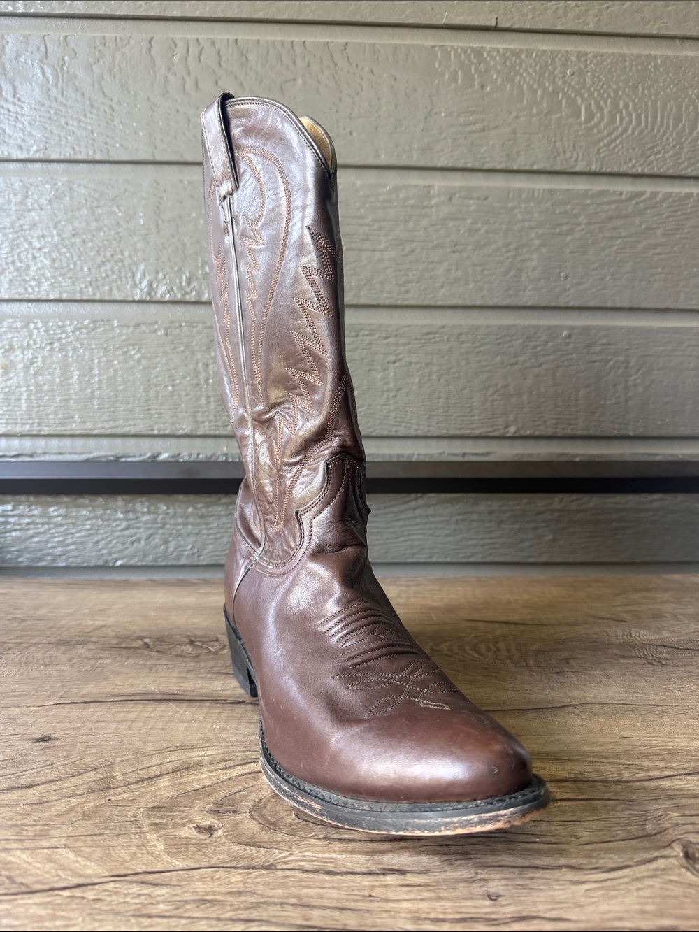 Justin Diamond J Classic Brown Men’s Western Boot - Leather Cowboy Boot size 9 D